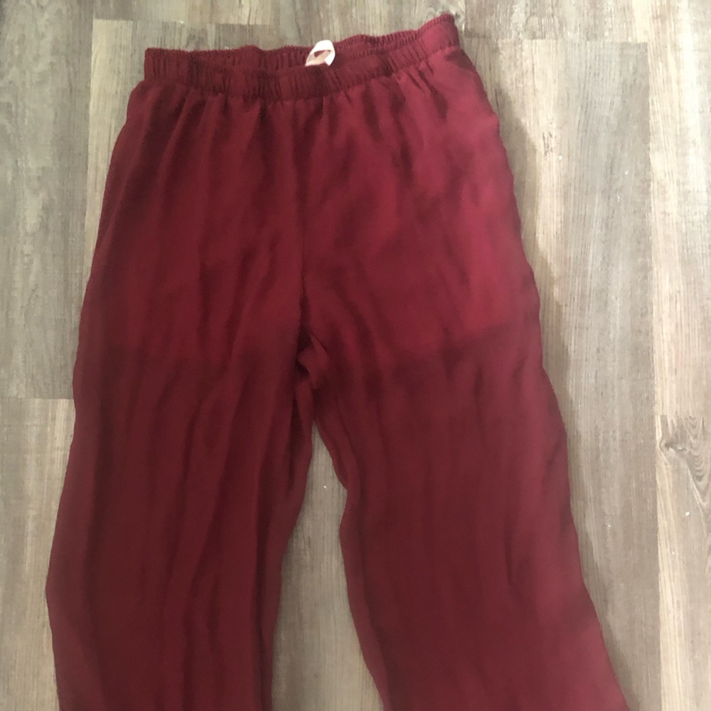 Burgundy Wide-Leg Pants